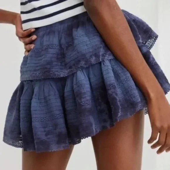 AERIE Rock N’ Ruffle navy blue mini skirt size medium - Picture 3 of 5